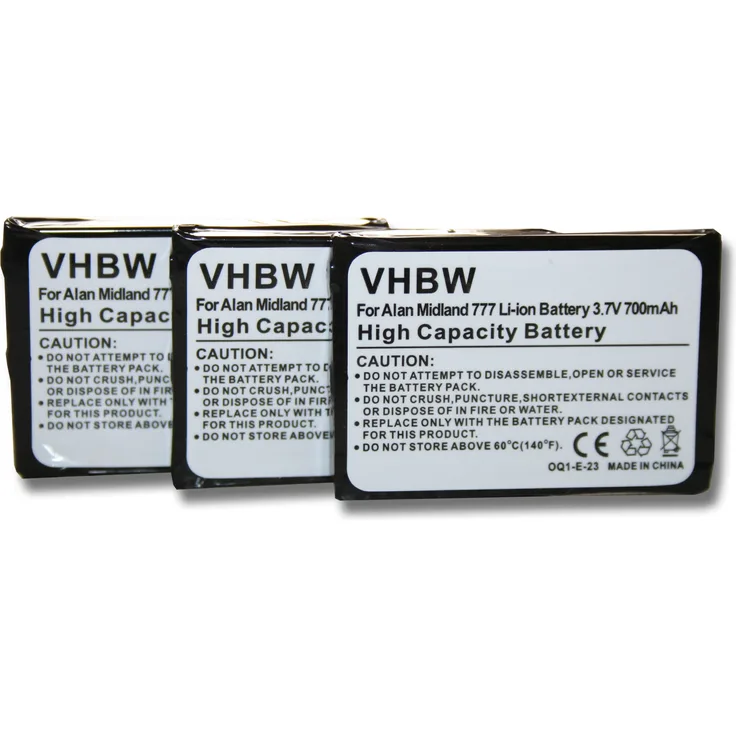 VHBW 3x Akku, geeignet für Funkgerät, Walkie Talkie Alan 777 700 mAh, 3,7 V, Li-Ion