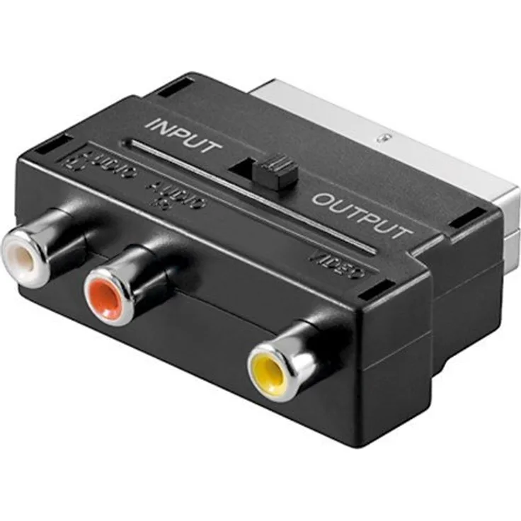 Goobay 50122 Scart zu Composite Audio Video Adapter, IN-OUT - Scartstecker (21-Pin) > 3x Cinch-Buchse