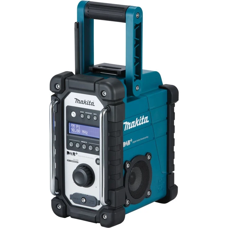 Makita DMR110 ohne Akku und Ladegerät, mit Netzteil Baustellenradio, geeignet für Outdoor, spritzwassergeschützt, türkis – Bild 1