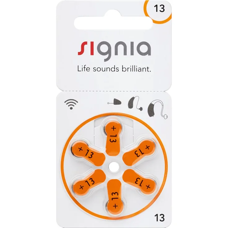 Signia Gr. 13 Hörgerätebatterien Orange 6er Blister PR48 24606 p13mf