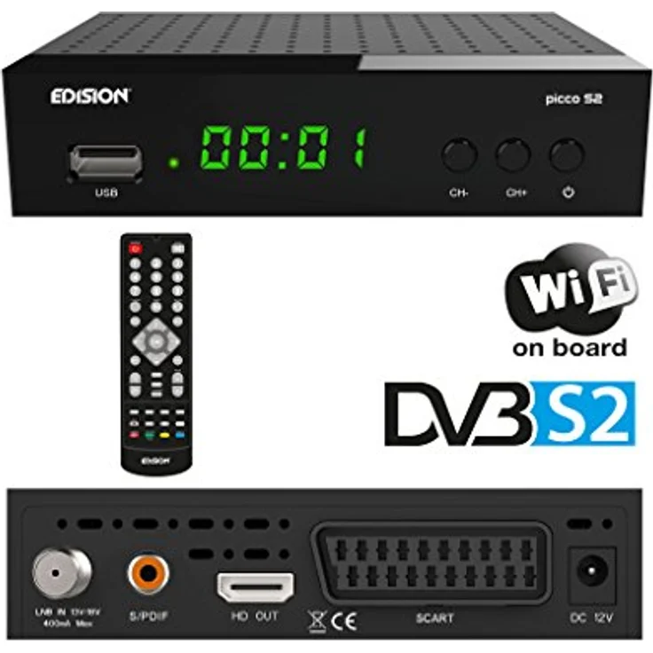 Edision PICCO S2 Full HD SAT Receiver WiFi on board HDMI SCART IR Auge – Bild 3