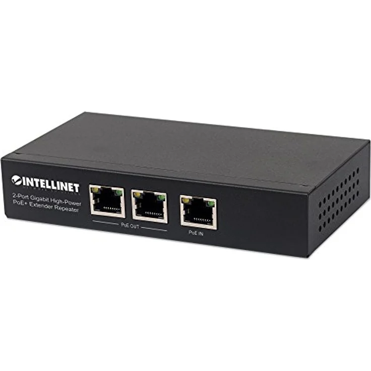 intellinet 561266 2-Port Gigabit High-Power PoE+ Extender, 2 PSE-Ports Metall Schwarz – Bild 1
