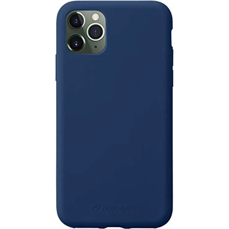 Cellularline Sensation Blue Backcover Soft Touch Silikon Hülle mit weichem kratzfestem Innenfutter aus Mikrofaser passend für: Apple iPhone 11 PRO