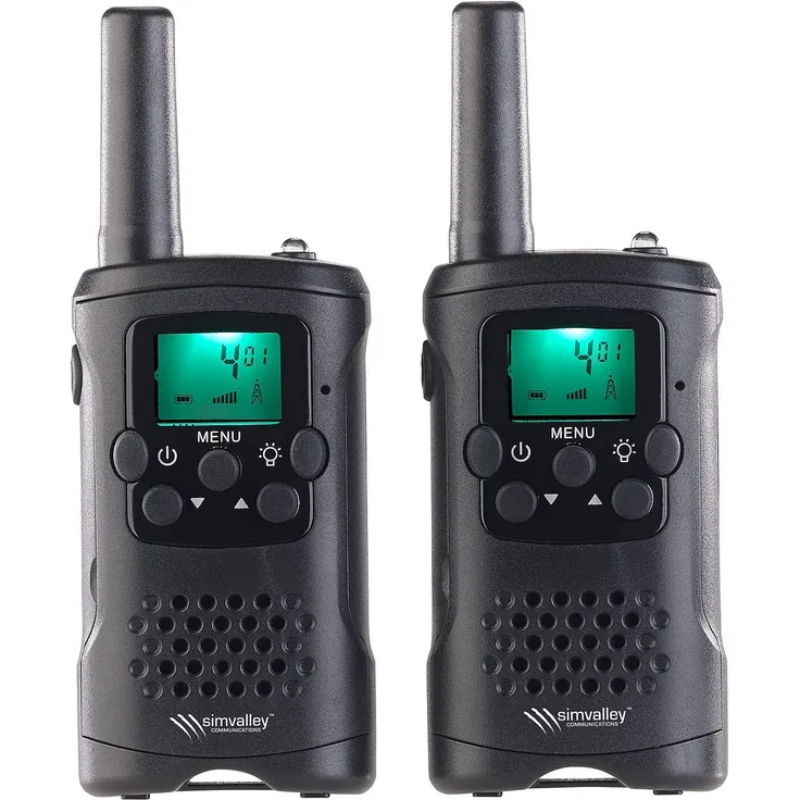 Simvalley Communications Walkie Talkie: 2er-Set PMR-Funkgeräte mit Vox, 10 km