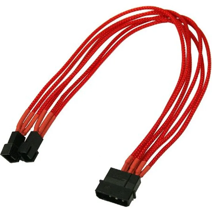 Nanoxia 900300015 4-Pin Molex -> 2x 3-Pin Adapterkabel, 30 cm, Roter Einzelsleeve