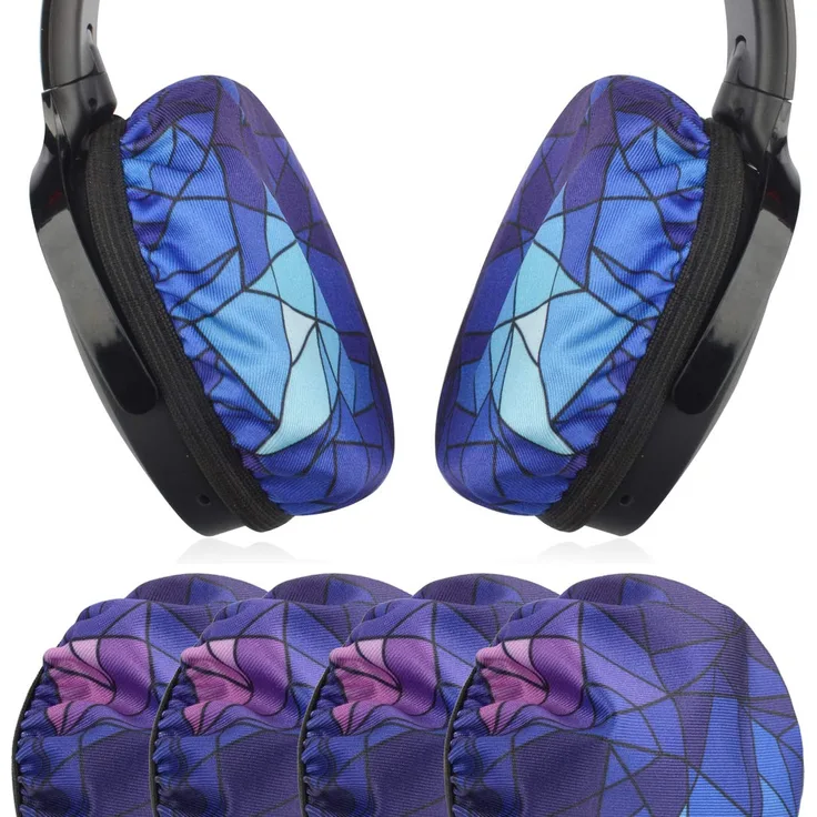Dehnbarer Stoff Kopfhörer Ohrpolster Covers/waschbar Sanitär Hörmuscheln Bildschirmschutzfolien (8 cm-11 cm Ohr Pad) Over-Ear-Headset-Kissen/Gut für Fitnessstudio, Sport (Diamond 2 Paar)