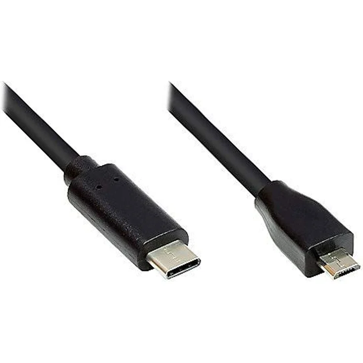 Good Connections USB 2.0 Anschlusskabel - USB-C Stecker an USB 2.0 Micro B Stecker - KUPFERLEITER, Doppelschirmung, 480 Mbit-s Datenübertragung - schwarz - 0,5 m - 50 cm