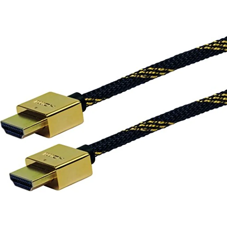 SCHWAIGER -HDMSL15 531- High-Speed-HDMI-Kabel mit Ethernet- 1,5m- schwarz-Gold-HDMI Stecker > HDMI Stecker-Ultra HD, 4K, 3D, 18 Gbit-s-Slimline
