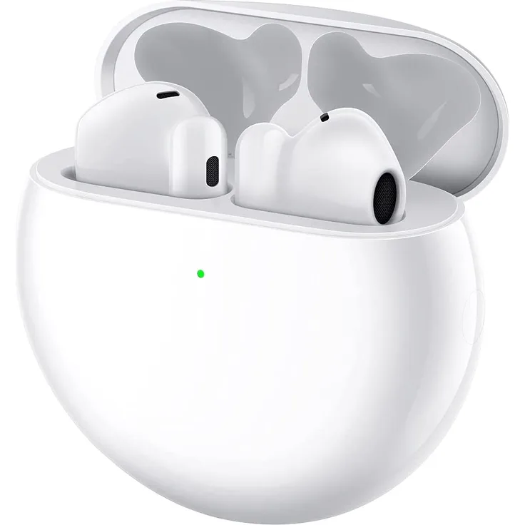 Huawei FreeBuds 4 Ceramic White In-Ear-Kopfhörer mit Bluetooth, Noise Cancelling, Mikrofon, geeignet für Sport, spritzwassergeschützt, weiß