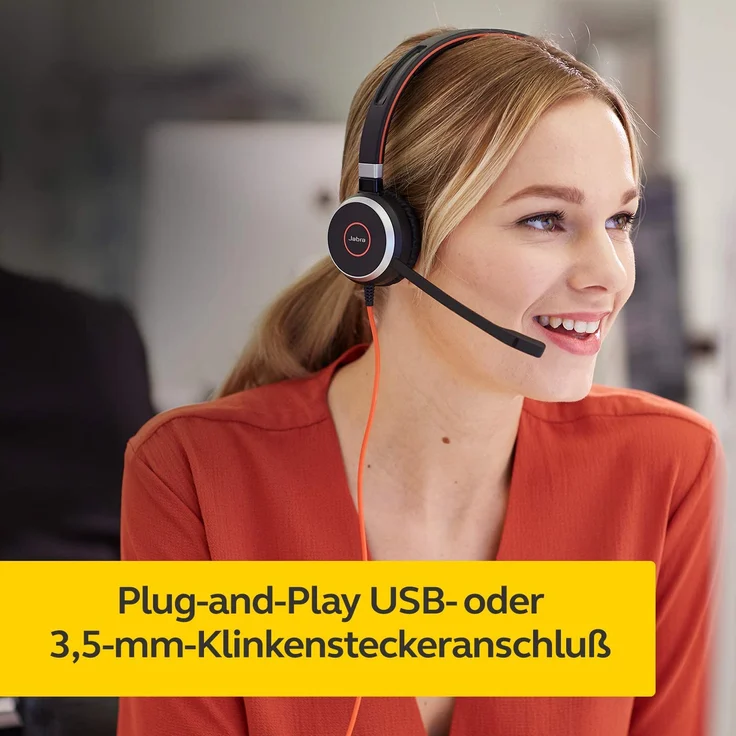 Jabra Evolve 40 MS Stereo Headset Microsoft zertifizierte Kopfhörer für VoIP Softphone mit passivem Noise-Cancelling USB-Kabel mit Anrufsteuerung Schwarz – Bild 3