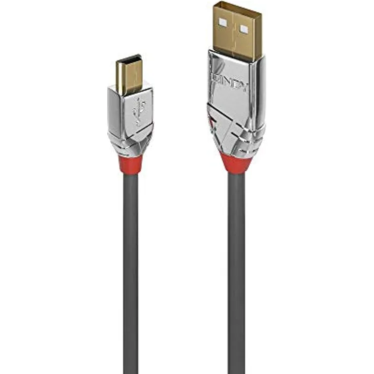 LINDY 36633 3m USB 2.0 Typ A an Mini-B Kabel, Cromo Line Anthrazit