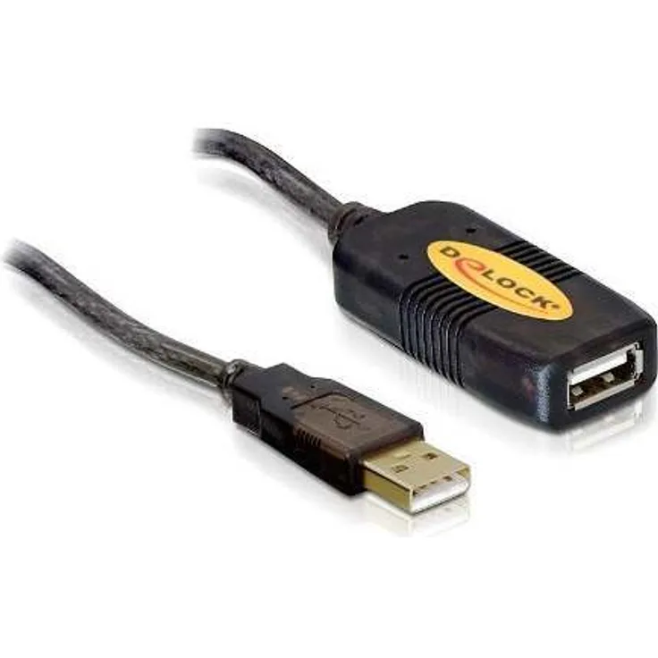 DeLOCK - USB-Erweiterung - USB Typ A, 4-polig (M) - USB Typ A, 4-polig (W) - 5,0m - aktives Kabel (Signalregenerierung) (82308)