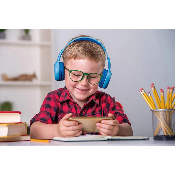 Lenco HPB-110BU - faltbarer Bluetooth Kopfhörer mit Lautstärkebegrenzung für Kinder, inkl. Sticker, blau – Bild 8