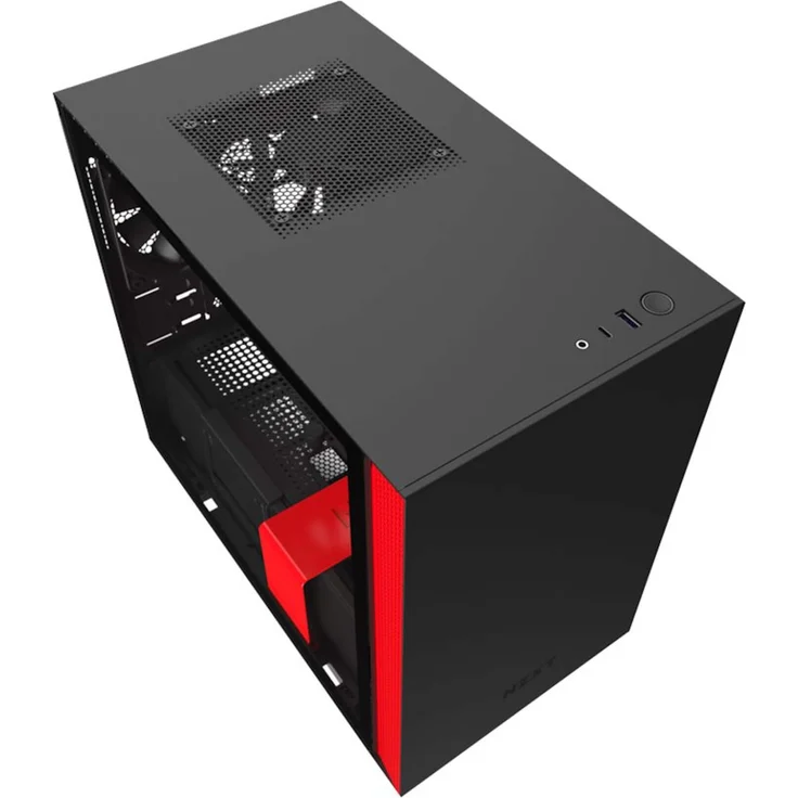 NZXT H210 - Mini-ITX-Gehäuse für Gaming-PCs - Front USB-C Port - Tempered Glass-Seitenfenster - managementsystem - Für Wasserkühlung nutzbar - Schwarz-Rot – Bild 4