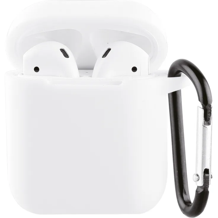 Vivanco Apple AirPod Case 1&2 weiß 61647 AIRPODCASEVVW Schutzhülle mit Karabiner #4008928616477