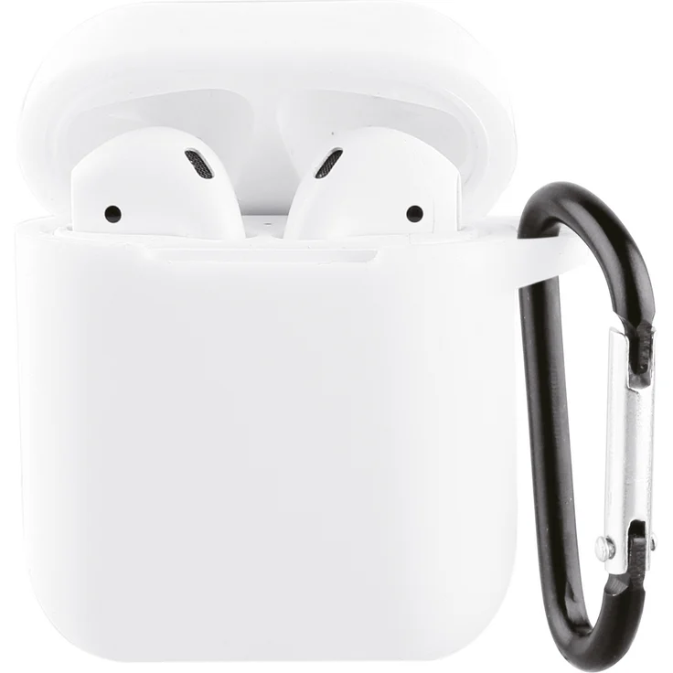 Vivanco Apple AirPod Case 1&2 weiß 61647 AIRPODCASEVVW Schutzhülle mit Karabiner #4008928616477