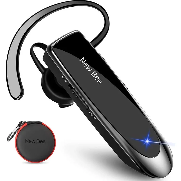 NEW BEE Wireless Freisprech Telefon, Bluetooth-Headset mit Mikrofon, geeignet für Apple iPhone/Samsung/Huawei, 60 Tage Standby, monoaural, schwarz – Bild 1