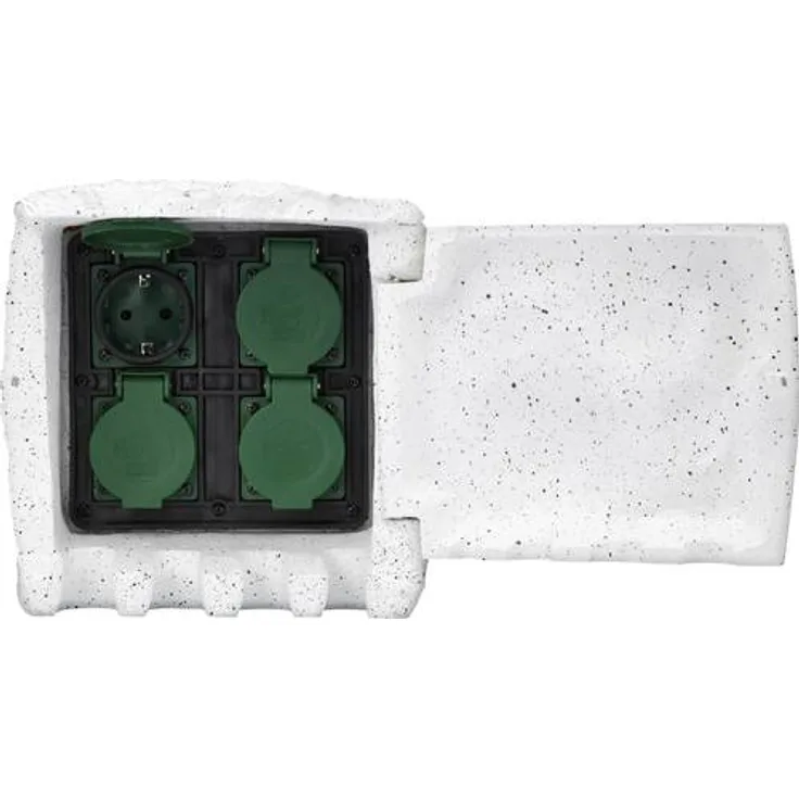 Renkforce 1168609 Gartensteckdose 4fach Weiß, Grau Steinoptik