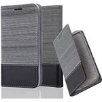 cadorabo Hülle für BQ Aquaris X5 in GRAU SCHWARZ Handyhülle mit Magnetverschluss, Standfunktion und Kartenfach Case Cover Schutzhülle Etui Tasche Book Klapp Style