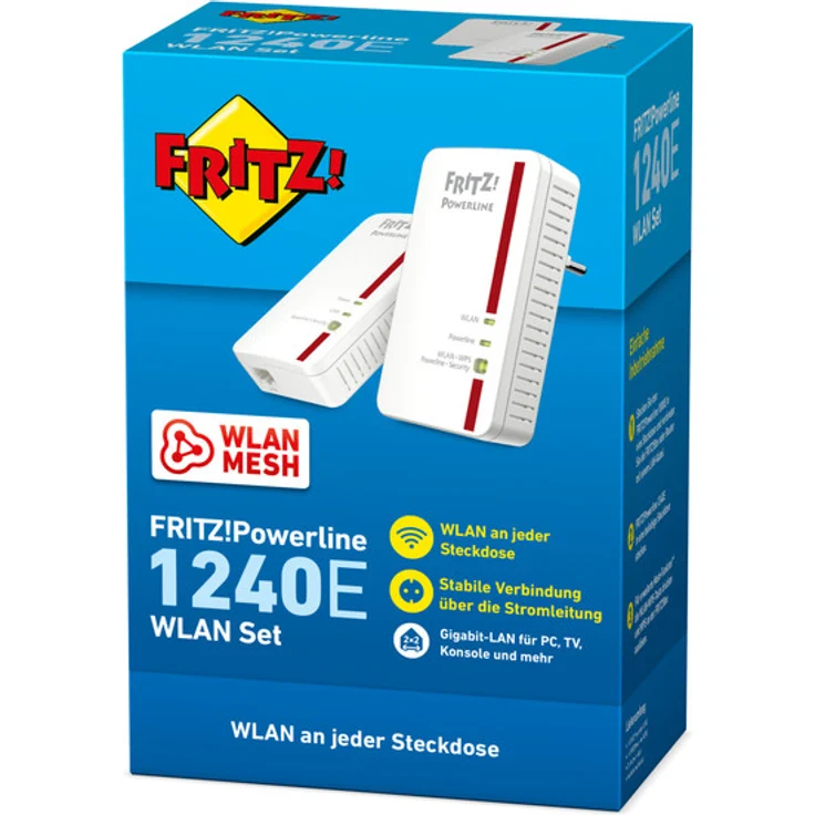 AVM FRITZ!Powerline 1240E-1000E WLAN Set (1200 Mbit/s, WLAN-Access Point, ideal für Media-Streaming oder NAS-Anbindungen, deutschsprachige Version) weiß – Bild 4