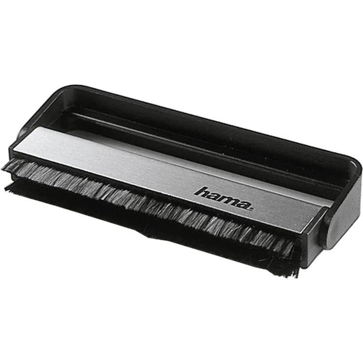 Hama Carbon Schallplattenbürste (zur Reinigung von LPs, antistatisch) Plattenbürste, Schallplatten Kohlefaser-Bürste