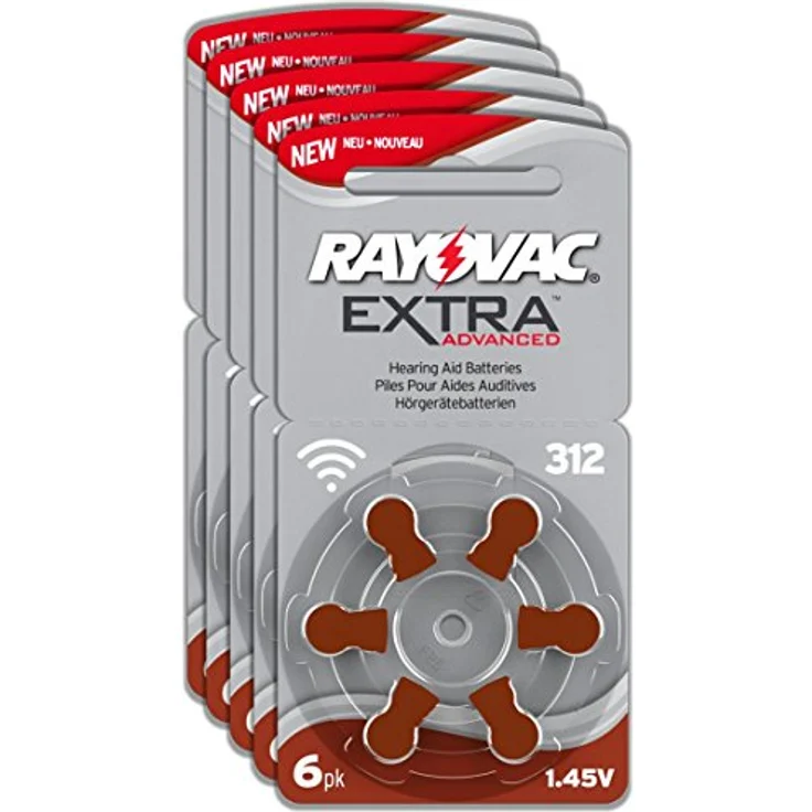 Rayovac Extra Advanced Zink Luft Hörgerätebatterie (in der Größe 312er Pack, mit 30 Batterien, geeignet für Hörgeräte Hörhilfen Hörverstärker) braun