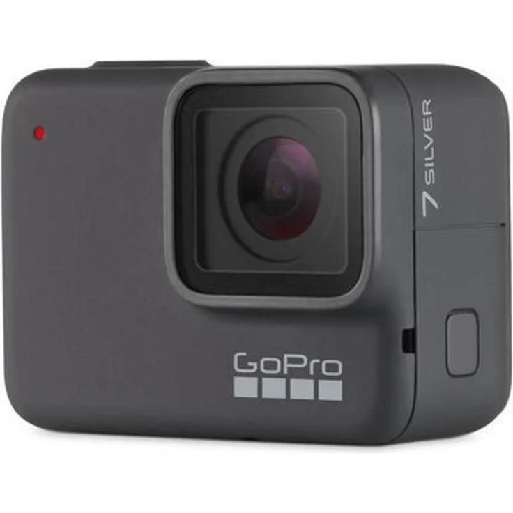 GoPro HERO7 Silver - wasserdichte 4K Action-Cam (10 MP-Foto, 4K-Video (30 fps), Bildstabilisator, Slow-Motion-Video, wasserdicht bis 10 m, GPS/WLAN/Bluetooth), silber – Bild 1