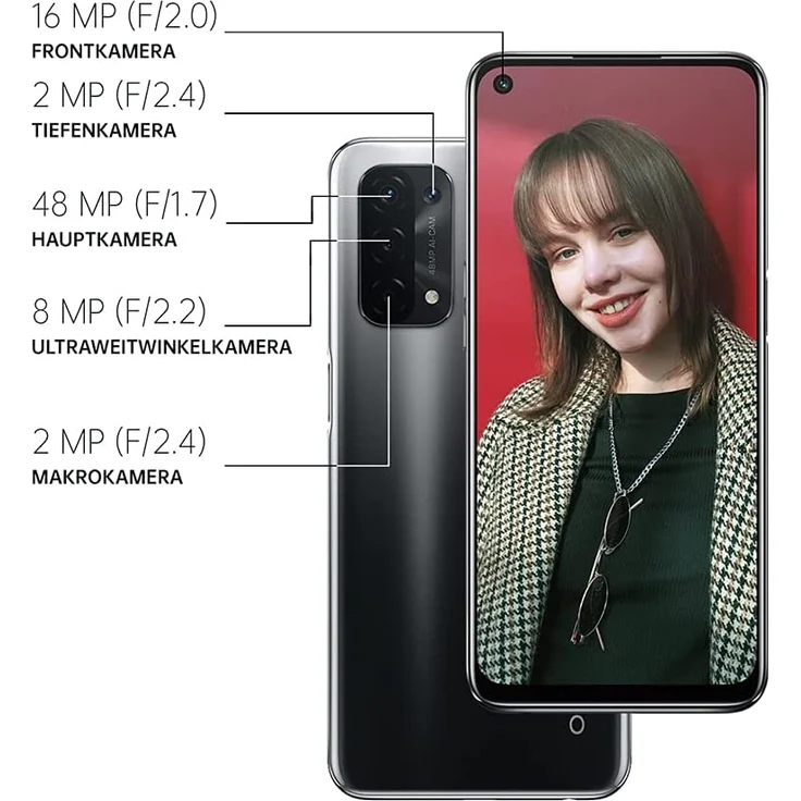 Oppo A54 5G Smartphone 16,5cm (6,5 Zoll), LTPS-Display, 64GB interner Speicher, 4GB RAM, Dual-SIM, Android 11, Schwarz – Bild 6
