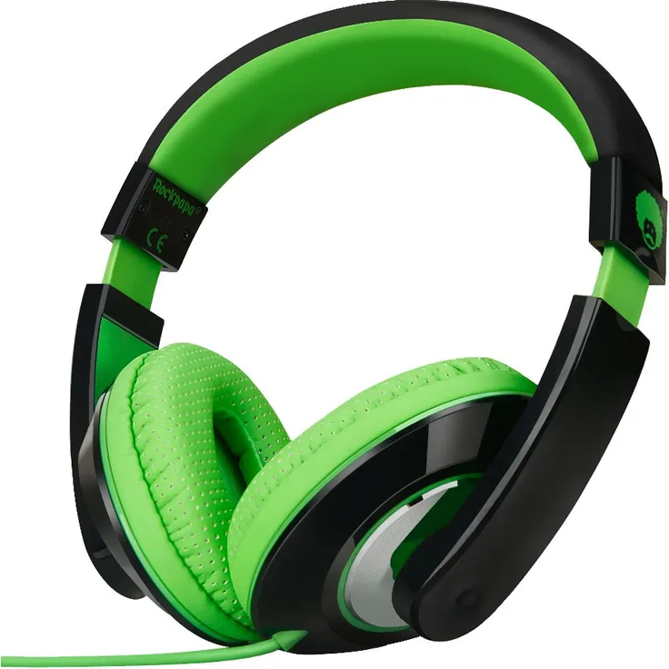 ROCKPAPA Comfort Kopfhörer On Ear Wired Headphones ohne Mikrofon für Kinder-Erwachsene, Cellphones Laptop Tablet PC Computer CD DVD MP3-4 Schwarz Grün