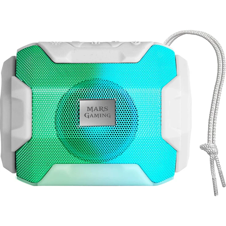 Mars Gaming MSBAX RGB Bluetooth-Lautsprecher mit FM-Radio, Lichteffekt, Kartenleser, weiß – Bild 1