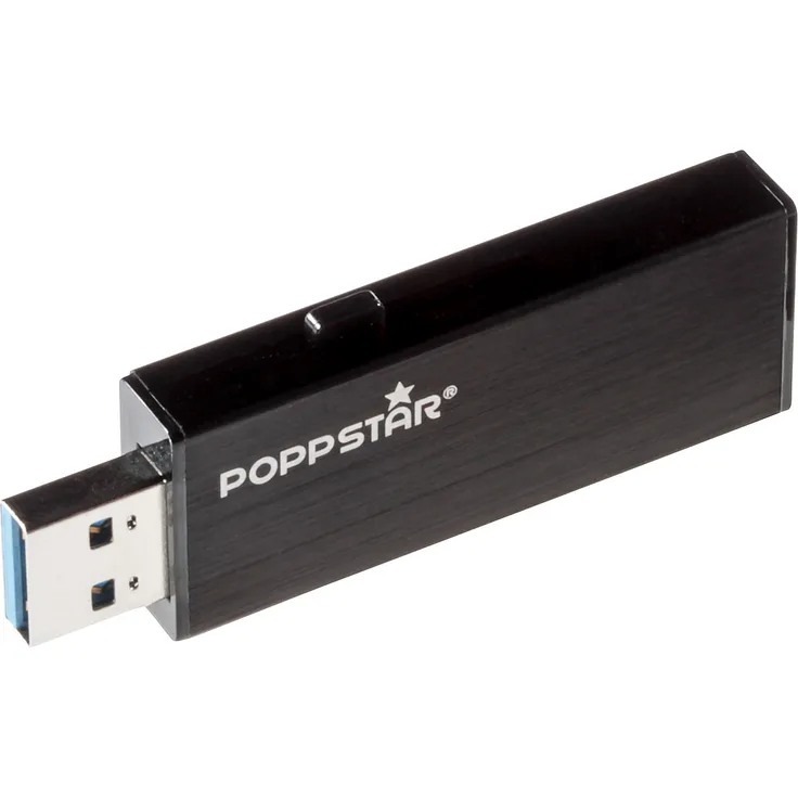 Poppstar Brush USB 3.0 Stick, 128 GB, aus gebürstetem Aluminium