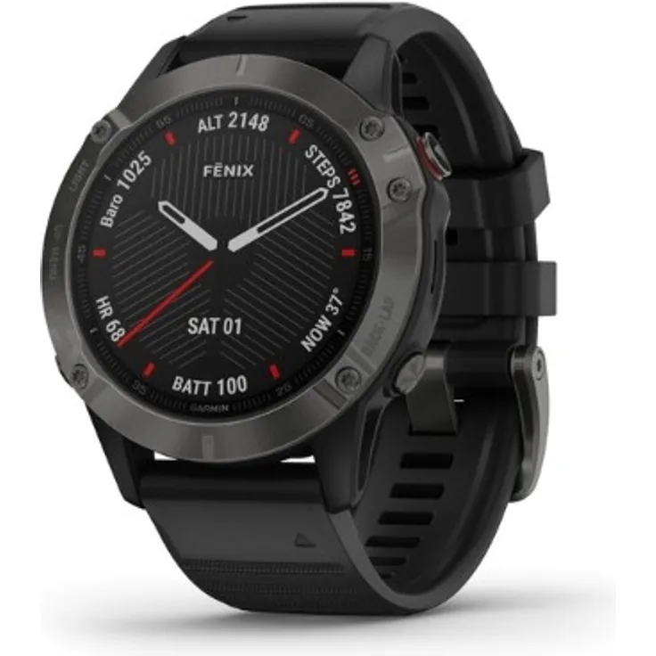 Garmin fēnix 6 Sapphire Smartwatch GPS, Unisex, 47mm, Kunststoffgehäuse, Silikonarmband, Schiefergrau