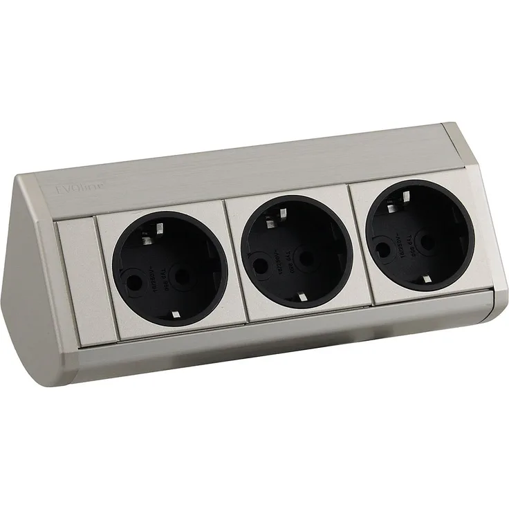 Schulte 930.36.836 Evoline Dock Cuisine, 3 Steckdosen, Edelstahl