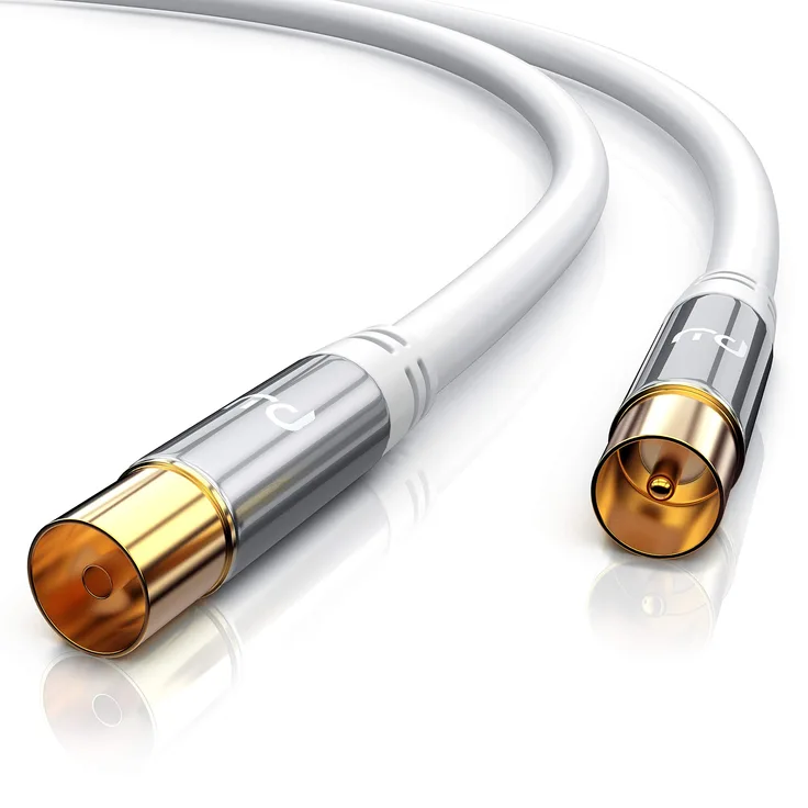 CSL - 2m Antennenkabel HDTV 135dB 75 Ohm - Premium Koaxialkabel - Full HD 4k UHD - DVB-T und DVB-T2 DVB-C DVB-S DVB-S2 Radio UKW DAB DAB - Abschirmmaß 135dB - weiß