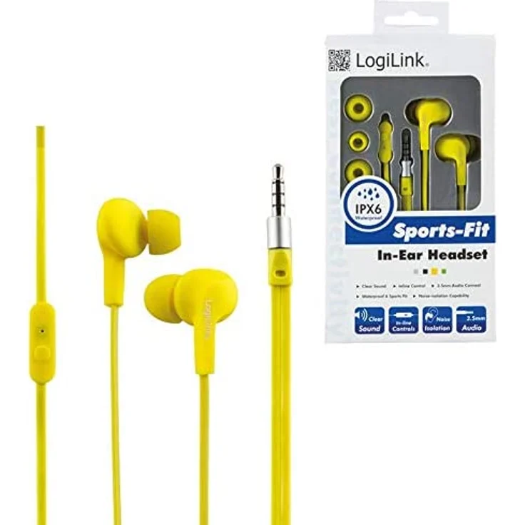 LogiLink HS0043 In-Ear Kopfhörer, mit Mikrofon, gelb – Bild 5