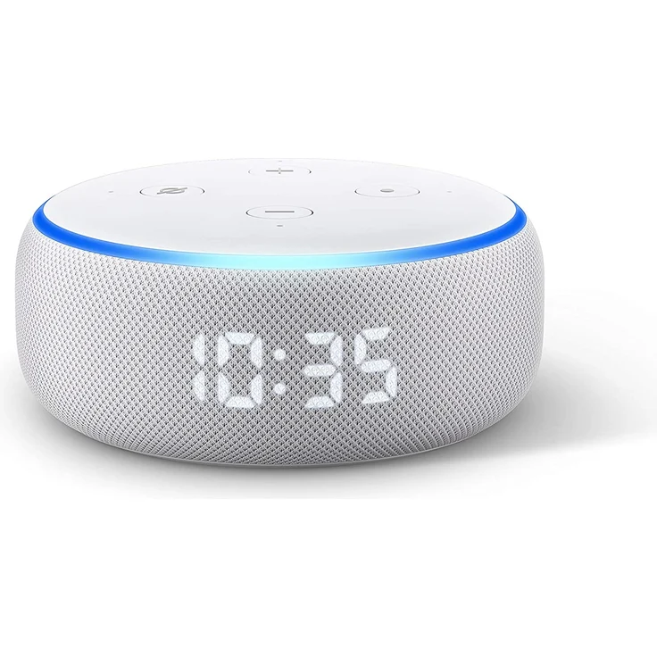 Amazon Echo Dot (3. Generation) Smarter Lautsprecher mit Uhr und Alexa, Sandstein Stoff – Bild 1