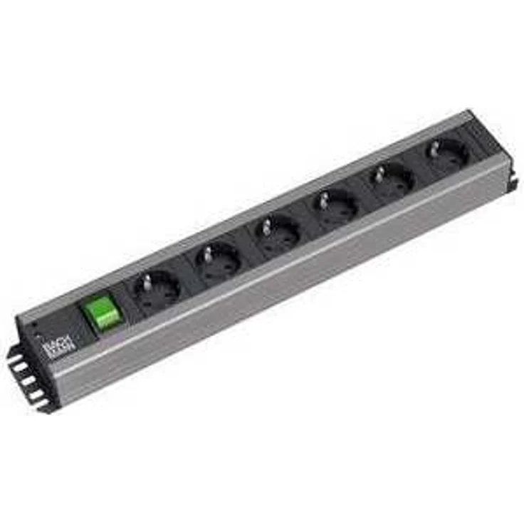 Bachmann 300.003 HANDWERKERLEISTE mit Steckdosenabstand 15mm mit 6xSchutzkonaktsteckdosen mit Schalter, Zuleitung 2,0m, Schwarz, 6-fach – Bild 1