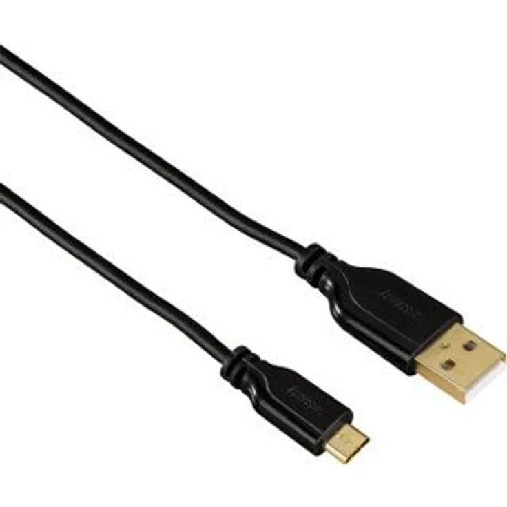 Hama Micro-USB-Kabel Flexi-Slim (Vergoldet, Reversible, Verdrehsicheres Einstecken, 0,75 m) schwarz