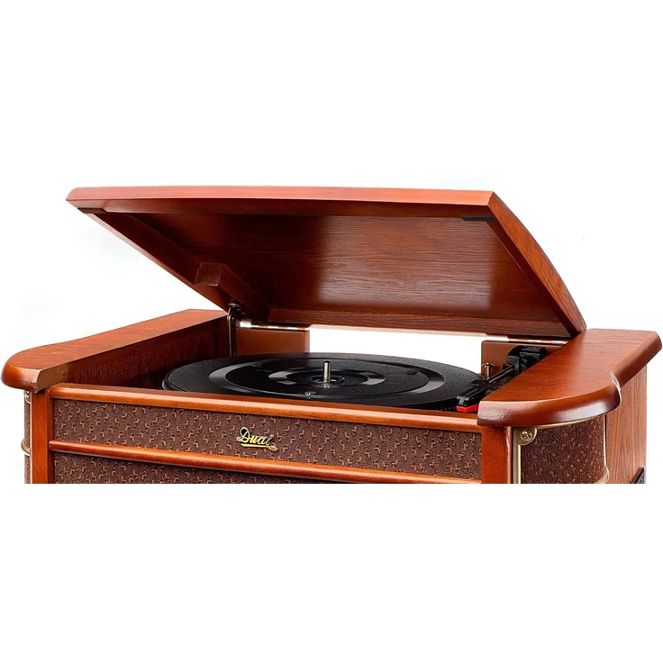 Dual NR 4 Nostalgie Musikanlage mit Plattenspieler (UKW-Tuner, MW-Radio, CD-RW, MP3, USB, Kassette, Aux-In) braun – Bild 2