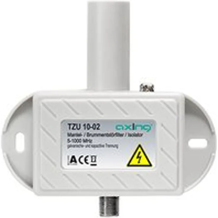 Axing TZU 10-02 Mantelstromfilter - Brumm-Entstör-Filter Class A (5-1000 MHz) F-Anschlüsse für Kabelfernsehen Radio DVB-T2 HD