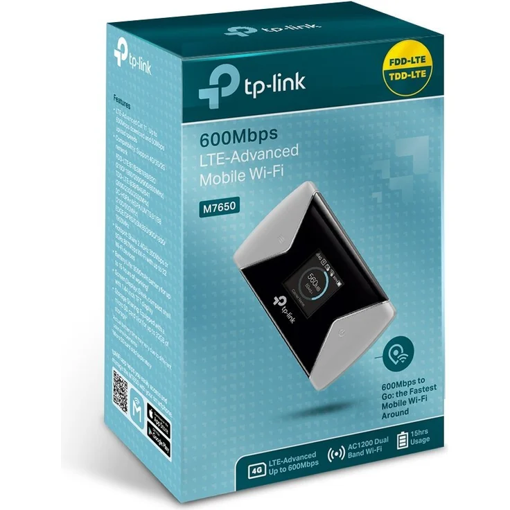 TP-Link M7650 mobiler WLAN Router (4G-LTE bis zu 600Mbit-s Download- 50Mbit-s Upload, Hotspot, Cat11, 3000mAh Akku, LCD Display, kompatibel mit allen europäischen SIM Karten) schwarz-silber – Bild 4