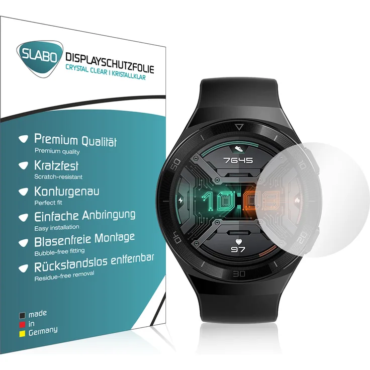 4x Slabo Displayschutzfolie für Huawei Watch GT 2e KLAR "Crystal Clear" (verkleinerte Folien) Displayfolie Schutzfolie Folie