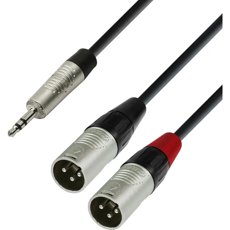 Adam Hall 4 Star Series 1.8m Rean 3.5mm Jack Stereo to 2x XLR Male Audio Kabel