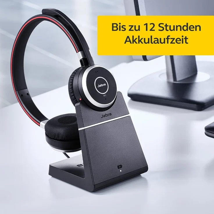 Jabra Evolve 65 Wireless Stereo On-Ear Headset Microsoft zertifizierte Kopfhörer mit langer Akkulaufzeit USB Bluetooth Adapter Schwarz (100-98500000-99) – Bild 8