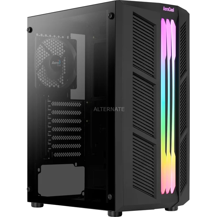 Aerocool Prime, ATX PC-Gehäuse, ARGB Dreifach-Front, Gehärtetes Glas,Lüfter 12cm – Bild 1