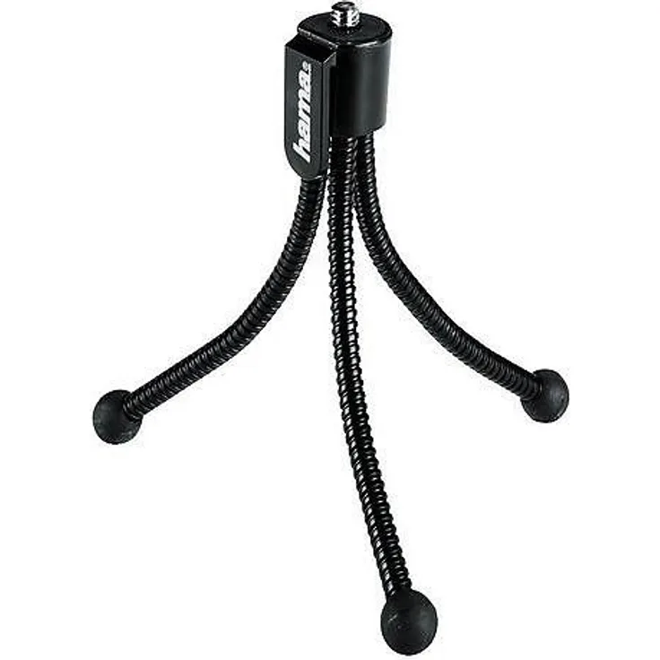 Hama Handliches Mini-Stativ mit flexiblen Beinen und Befestigungsclip, Flexi M, Schwarz
