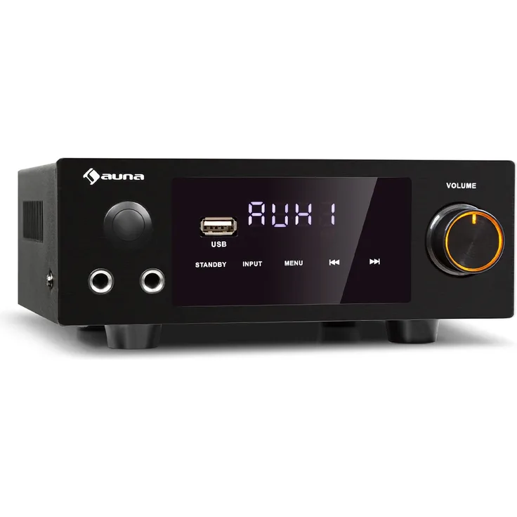 AMP-2 DG Stereo-Hifi-Verstärker 2x50W RMS BT-USB opt. & coax. Digital-In LED-Display Fernbedienung schwarz