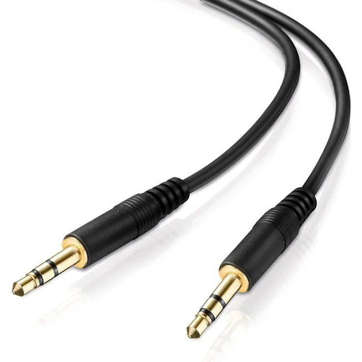 3 m Stereo-Aux-Kabel 2-mal 3,5-mm-Stecker Klinke vergoldet Ultraslim-Design – Bild 1