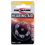 ANSMANN Hörgerätebatterien 10 gelb 6 Stück - Zink Luft Hörgeräte Batterien Typ 10 P10 ZL4 PR70 mit 1,4V - Knopfzelle mit besonders langer Laufzeit für Hörgerät Hörverstärker & Hörhilfe