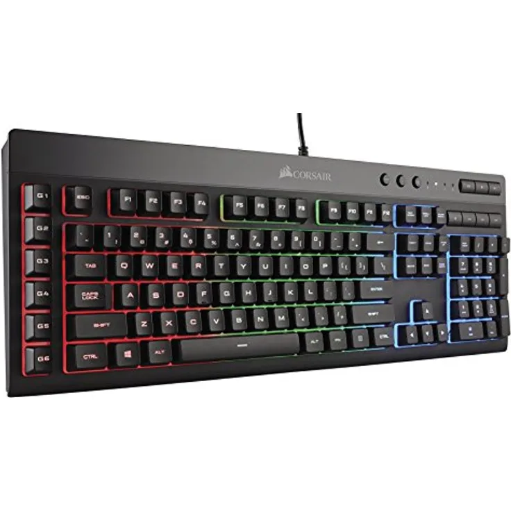 Corsair K55 RGB Tastatur USB QWERTY Schwarz - Tastaturen (Verkabelt, USB, Membran-Schlüsselschalter, QWERTY, RGB-LED, Schwarz)